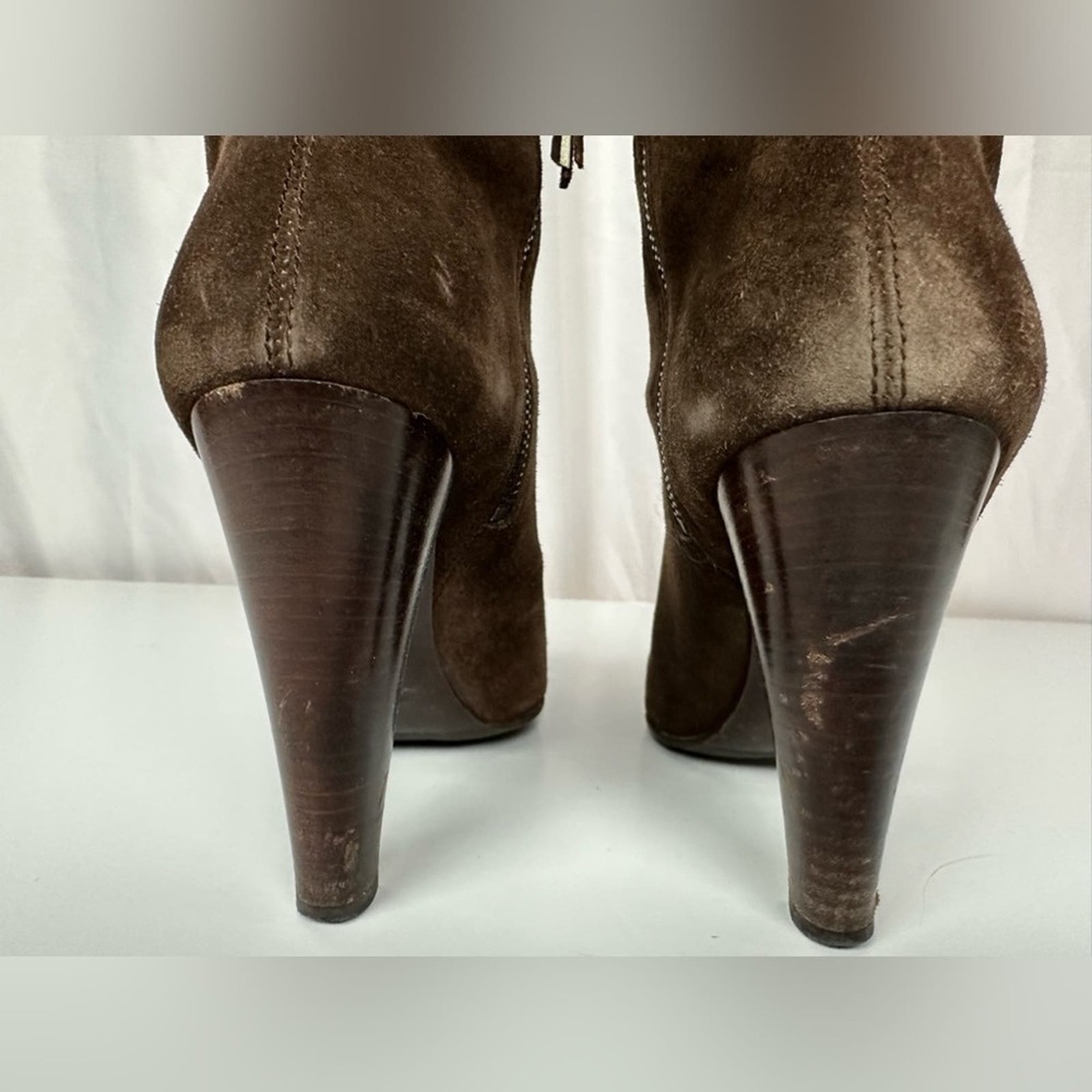 Miu Miu Chocolate Brown Suede Boots Sz 7.5 - Picture 6 of 16